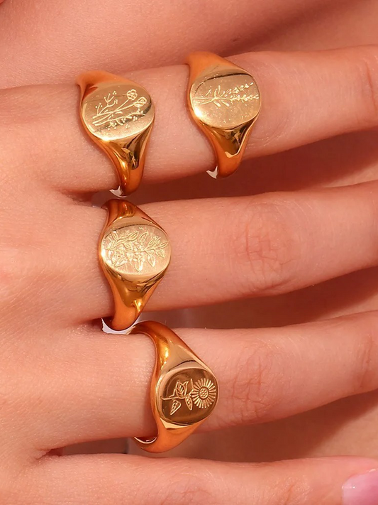Liva Gouden Bloemen Ring Sunflower