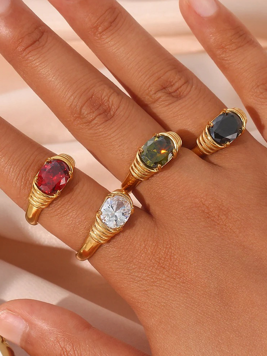 Martine Zirkonia Ring Met Steen Rood