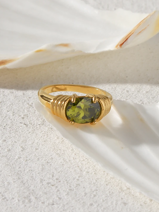 Martine Zirkonia Ring Met Steen Groen