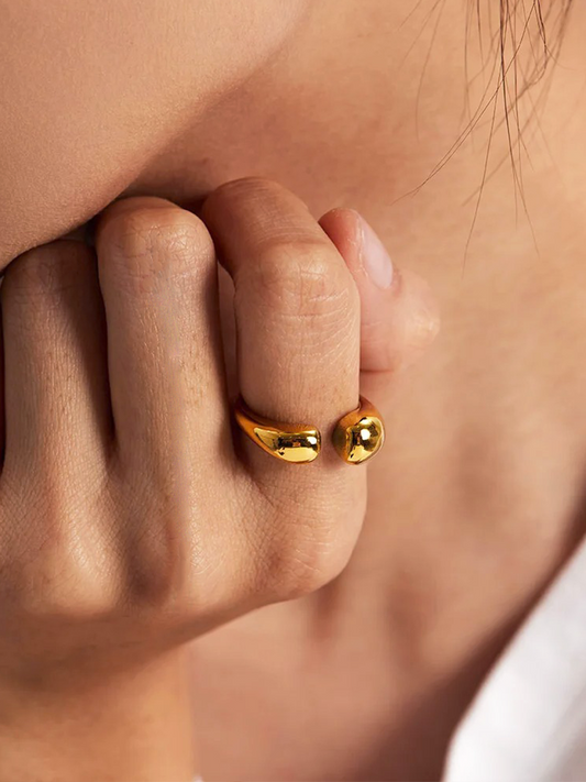Roos Open Druppel Ring Goud